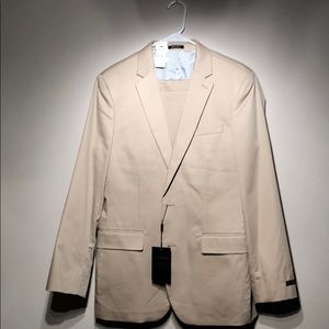Express Mens tan suit. Producer style. Modern fit.